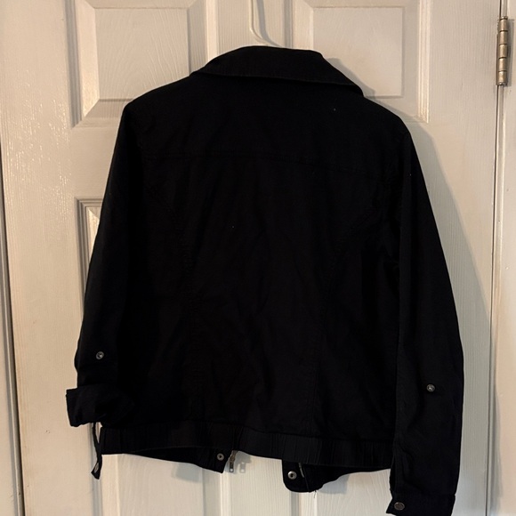 Style & Co Black Utility Jacket Size M Zip Snap Front Cotton Blend - Picture 6 of 6